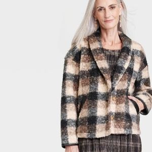 Knox Rose Plaid Women's Sweater Overcoat Black & Brown Size XL